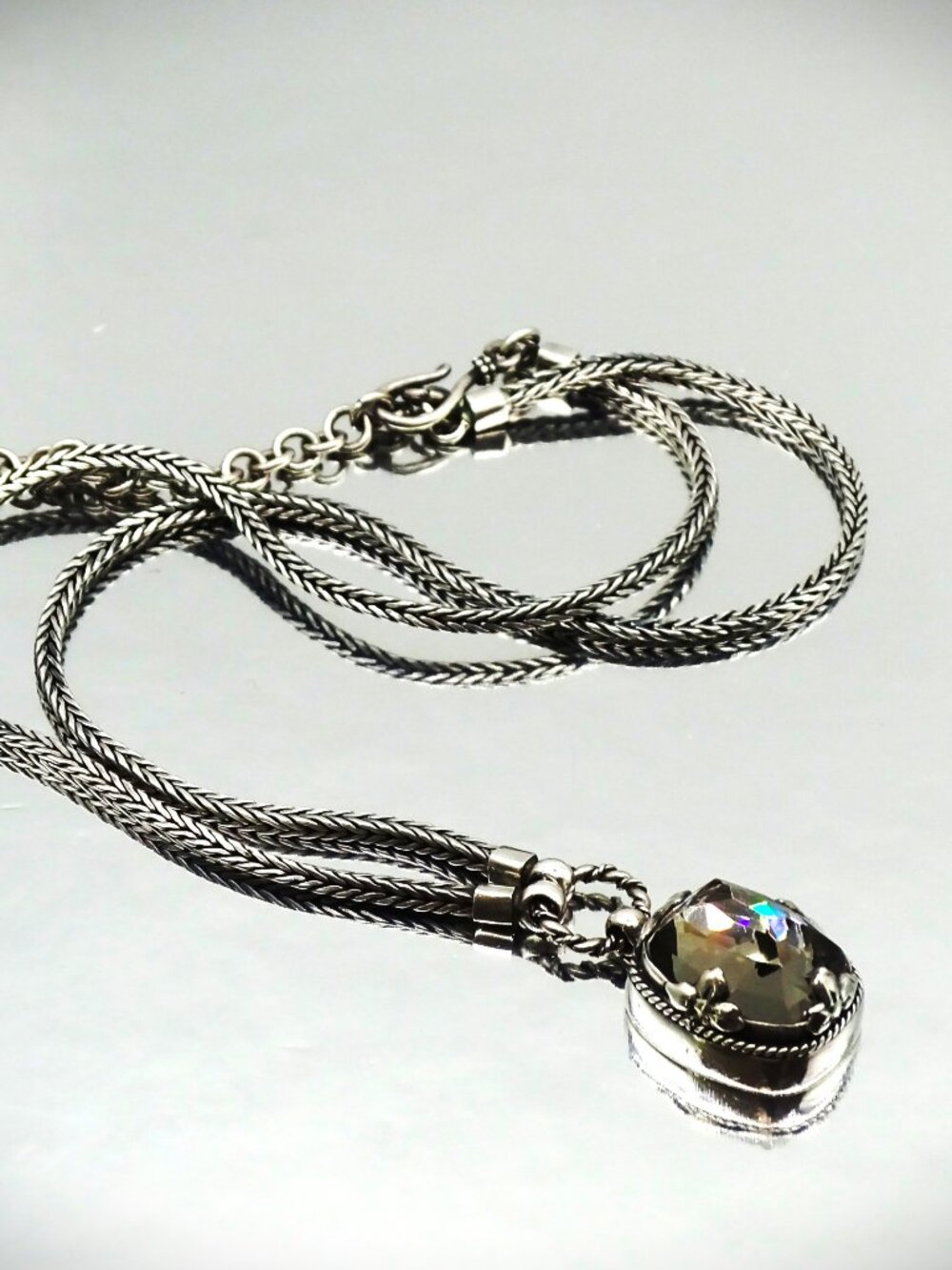 LORI BONN Sterling Silver & Hematite Doublet Pendant Necklace